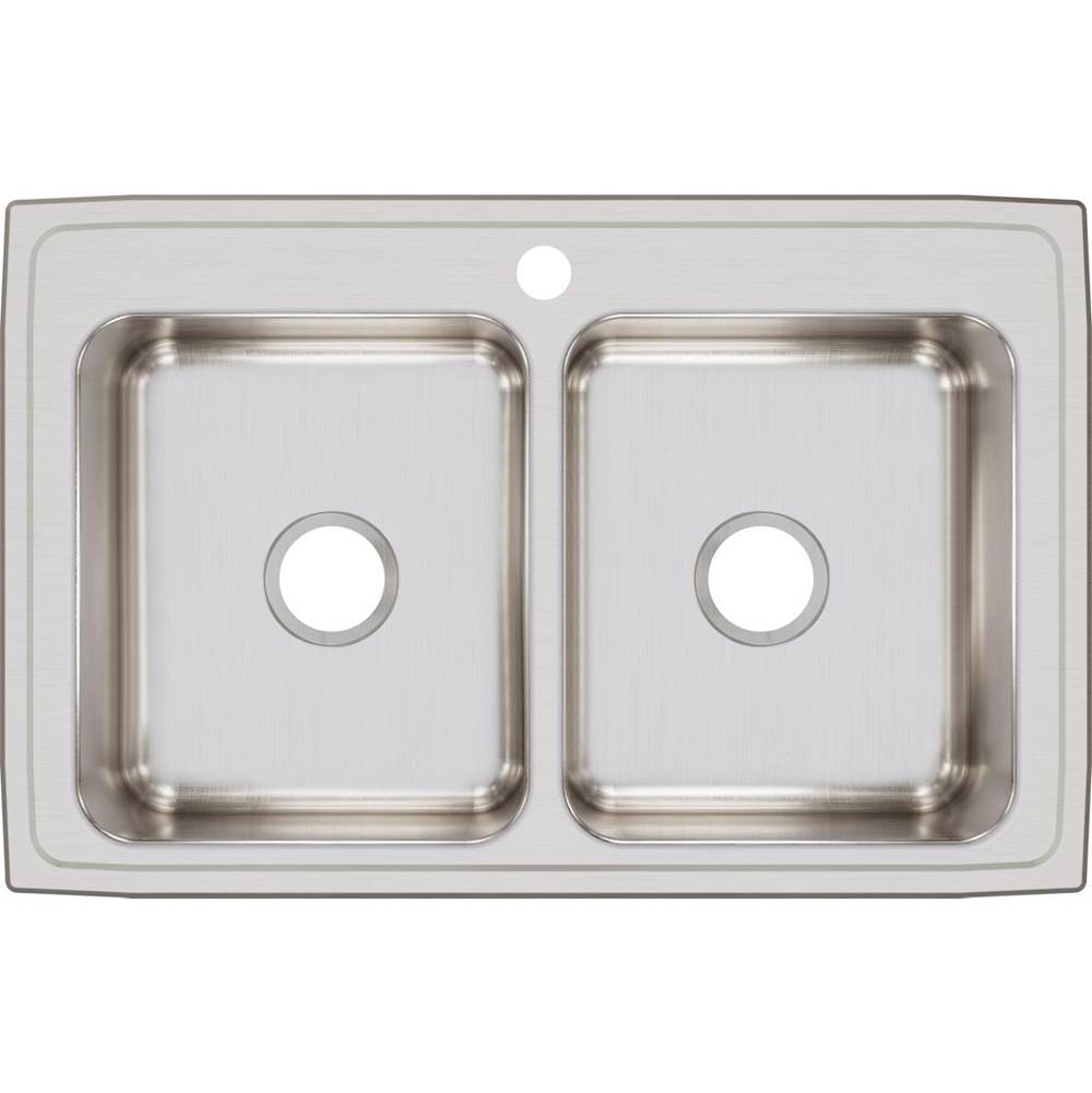 18 Gauge Stainless Steel 33'' x 21.25'' x 7.875'' Double Bowl Drop-in Kitchen Sink