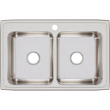 18 Gauge Stainless Steel 33'' x 21.25'' x 7.875'' Double Bowl Drop-in Kitchen Sink