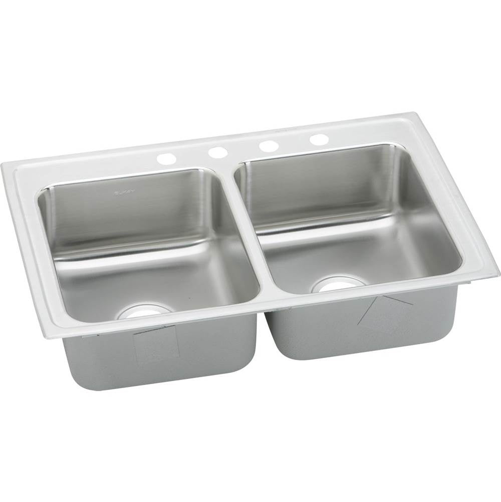 Elkay - 18 Gauge Stainless Steel 33'' x 21.25'' x 7.875'' Double Bowl Top Mount Kitchen Sink - Lustertone