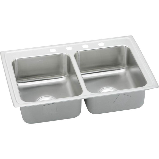 Elkay - 18 Gauge Stainless Steel 33'' x 21.25'' x 7.875'' Double Bowl Top Mount Kitchen Sink - Lustertone