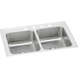 Elkay - 18 Gauge Stainless Steel 33'' x 21.25'' x 7.875'' Double Bowl Drop-in Kitchen Sink Kit - Lustrous Satin