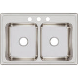 18 Gauge Stainless Steel 33'' x 22'' x 8.125'' Double Bowl Drop-in Kitchen Sink