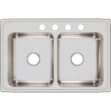18 Gauge Stainless Steel 33'' x 22'' x 8.125'' Double Bowl Drop-in Kitchen Sink