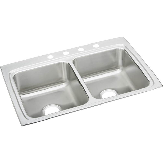 Elkay - 18 Gauge Stainless Steel 33'' x 22'' x 8.125'' Double Bowl Drop-in Kitchen Sink - Lustrous Satin