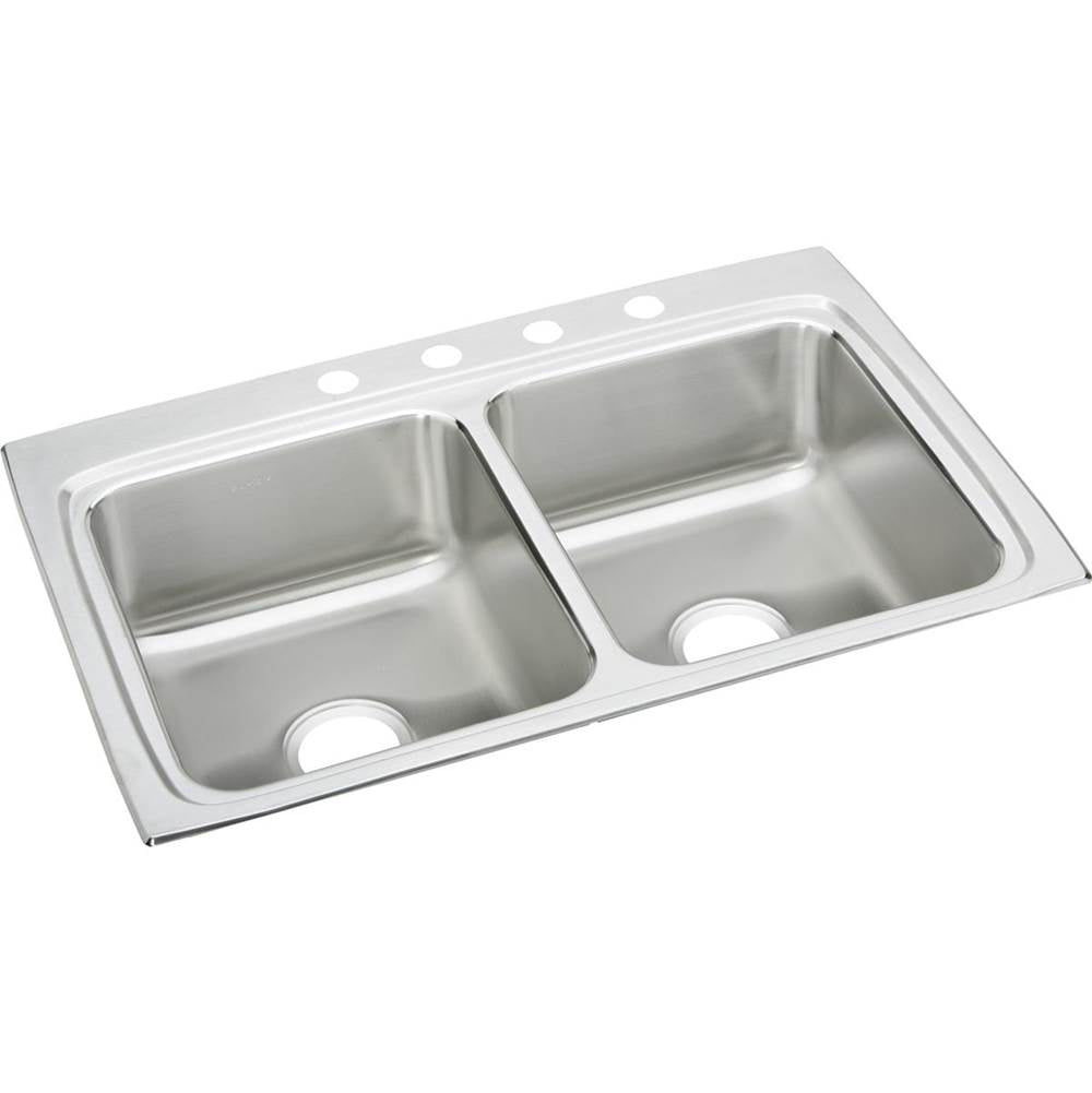 Elkay - 18 Gauge Stainless Steel 33'' x 22'' x 8.125'' Double Bowl Drop-in Kitchen Sink - Lustrous Satin
