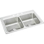 Elkay - 18 Gauge Stainless Steel 33'' x 22'' x 8.125'' Double Bowl Drop-in Kitchen Sink Kit - Lustrous Satin