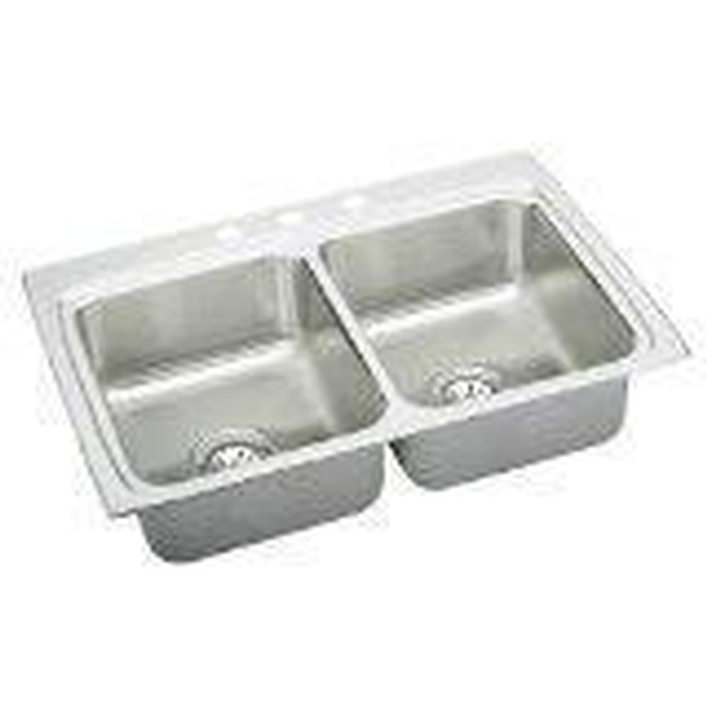 Elkay - 18 Gauge Stainless Steel 33'' x 22'' x 8.125'' Double Bowl Drop-in Kitchen Sink
