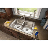 18 Gauge Stainless Steel 33'' x 22'' x 8.125'' Double Bowl Drop-in Kitchen Sink