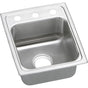 Elkay - 18 Gauge Stainless Steel 13'' x 16'' x 5.5'' Single Bowl Top Mount Kitchen Sink - Lustertone