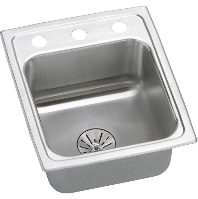 Elkay - 18 Gauge Stainless Steel 13'' x 16'' x 6.5'' Single Bowl Drop-in Kitchen Sink Kit - Lustrous Satin