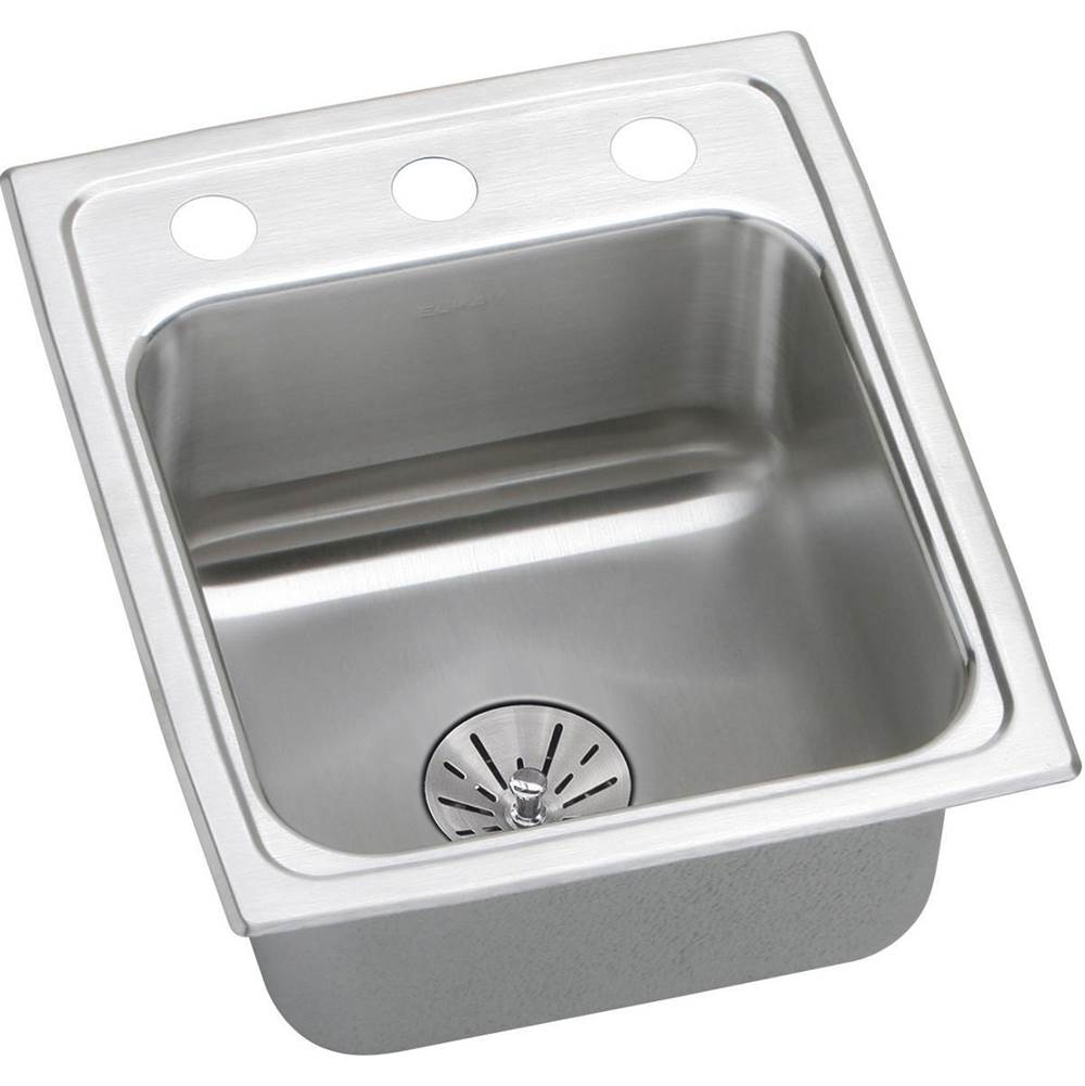 Elkay - 18 Gauge Stainless Steel 13'' x 16'' x 6.5'' Single Bowl Drop-in Kitchen Sink Kit - Lustrous Satin