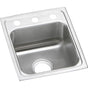Elkay - 18 Gauge Stainless Steel 15'' x 17.5'' x 4'' Single Bowl Top Mount Kitchen Sink - Lustertone