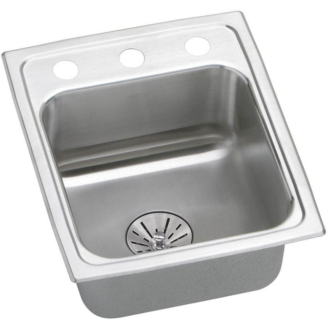 Elkay - 18 Gauge Stainless Steel 15'' x 17.5'' x 6.5'' Single Bowl Drop-in Kitchen Sink Kit - Lustrous Satin