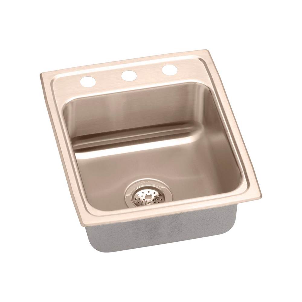 Elkay - 18 Gauge CuVerro antimicrobial copper 15'' x 22'' x 5.5'' Single Bowl Drop-in Sink - Lustrous Satin
