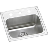 Elkay - 18 Gauge Stainless Steel 17'' x 16'' x 6.5'' Single Bowl Drop-in Kitchen Sink Kit - Lustrous Satin