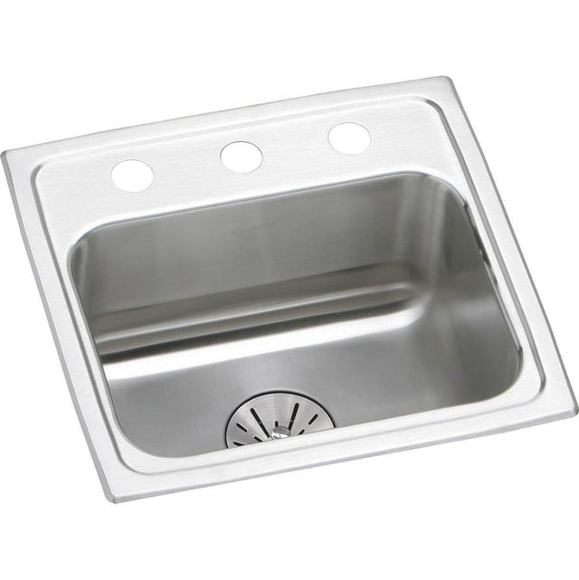 Elkay - 18 Gauge Stainless Steel 17'' x 16'' x 6.5'' Single Bowl Drop-in Kitchen Sink Kit - Lustrous Satin
