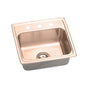 Elkay - 18 Gauge CuVerro antimicrobial copper 19.5'' x 19'' x 6.5'' Single Bowl Drop-in Sink - Lustrous Satin