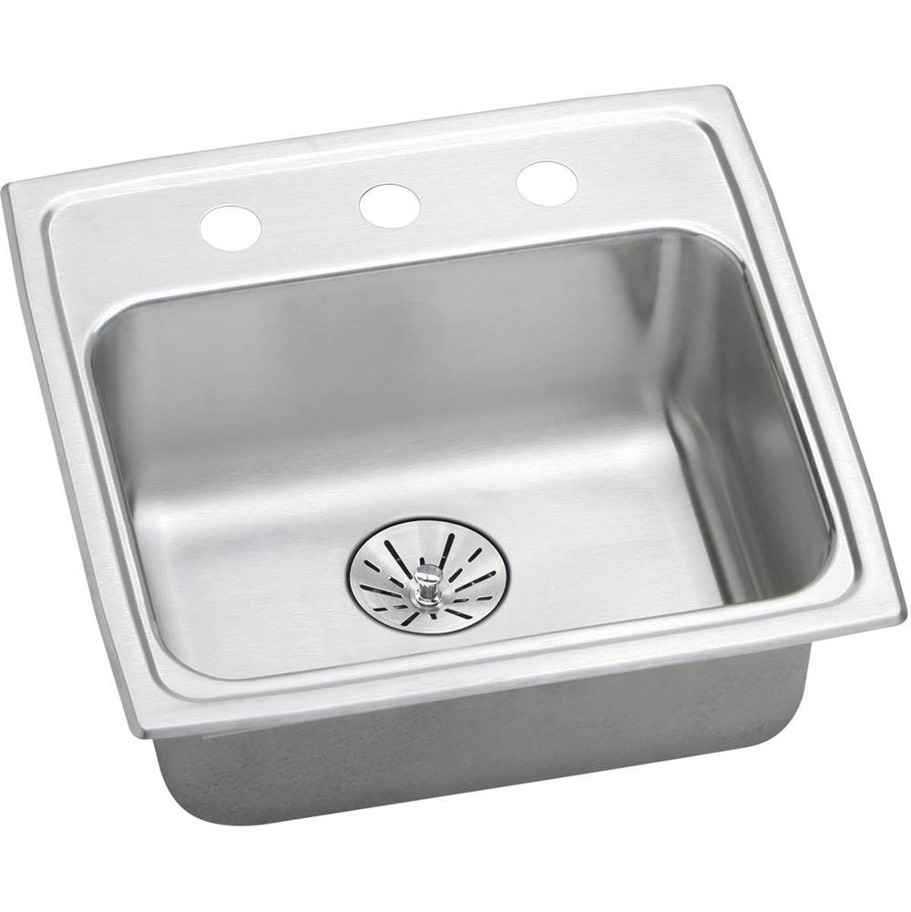 Elkay - 18 Gauge Stainless Steel 19.5'' x 19'' x 6.5'' Single Bowl Drop-in Kitchen Sink Kit - Lustrous Satin