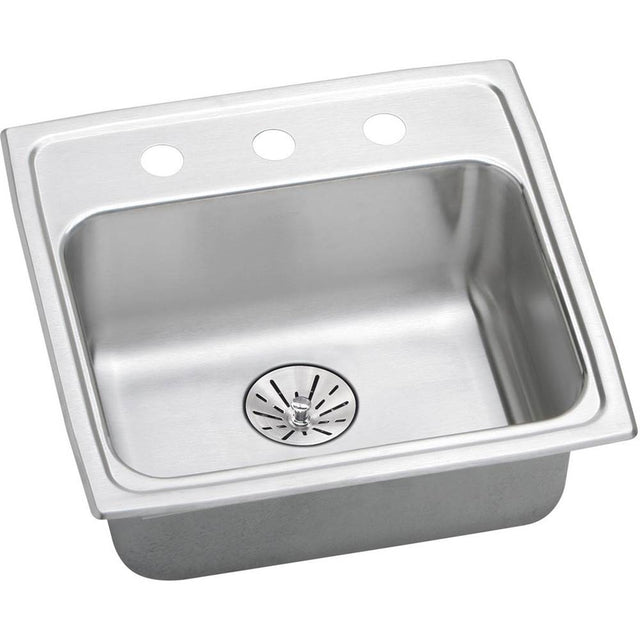 Elkay - 18 Gauge Stainless Steel 19.5'' x 19'' x 6.5'' Single Bowl Drop-in Kitchen Sink Kit - Lustrous Satin