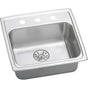 Elkay - 18 Gauge Stainless Steel 19.5'' x 19'' x 6.5'' Single Bowl Drop-in Kitchen Sink Kit - Lustrous Satin
