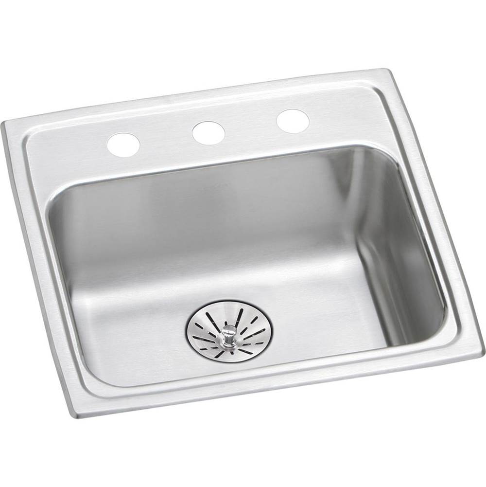 Elkay - 18 Gauge Stainless Steel 19'' x 18'' x 6.5'' Single Bowl Drop-in Kitchen Sink Kit - Lustrous Satin