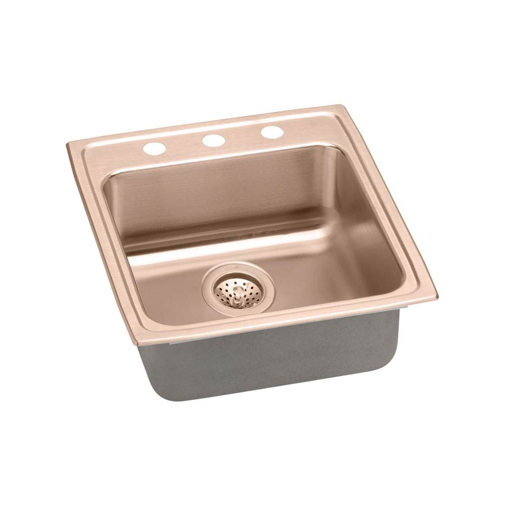 Elkay - 18 Gauge CuVerro antimicrobial copper 19.5'' x 22'' x 6.5'' Single Bowl Drop-in Sink - Lustrous Satin