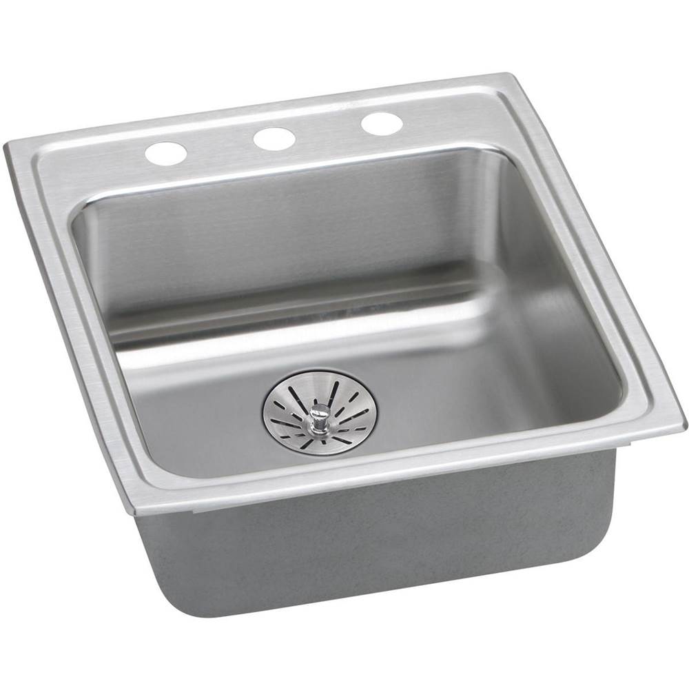 Elkay - 18 Gauge Stainless Steel 19.5'' x 22'' x 6.5'' Single Bowl Drop-in Kitchen Sink Kit - Lustrous Satin