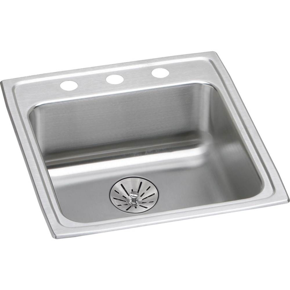 Elkay - 18 Gauge Stainless Steel 19.5'' x 22'' x 6.5'' Single Bowl Drop-in Kitchen Sink Kit - Lustrous Satin