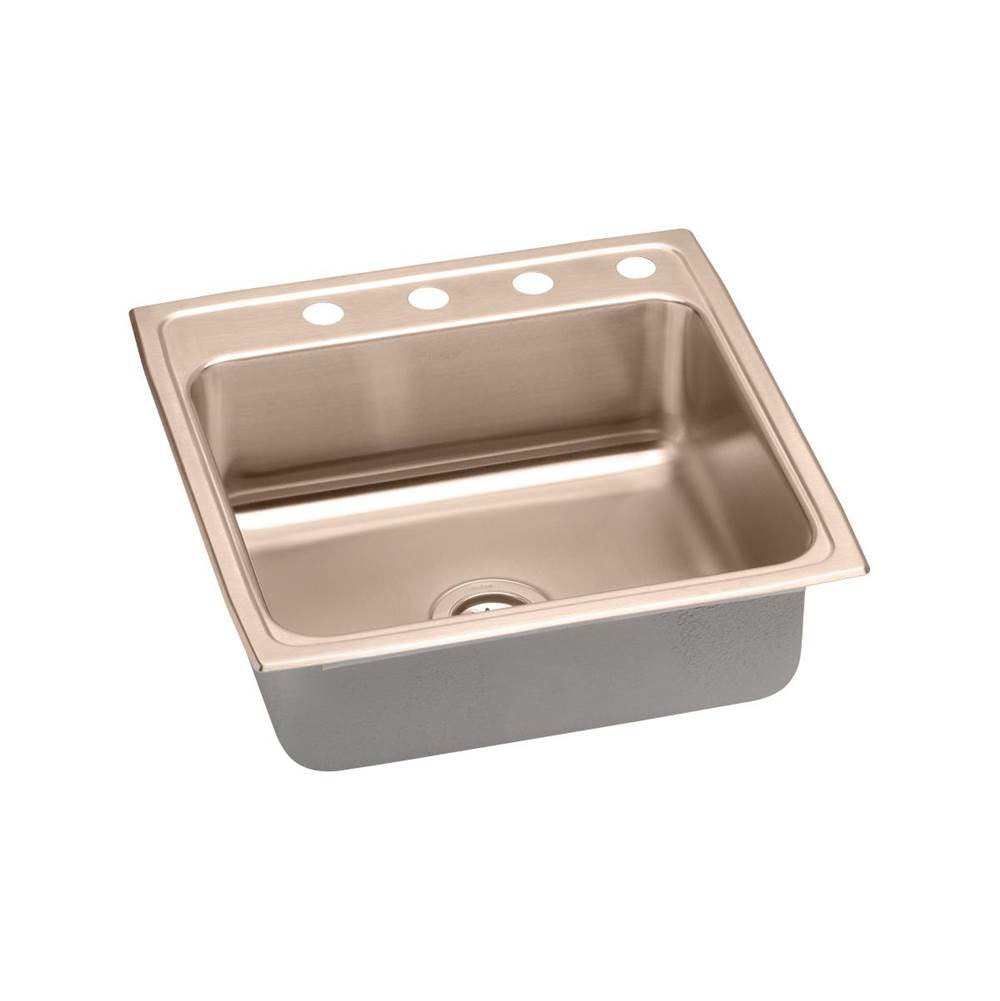 Elkay - 18 Gauge CuVerro antimicrobial copper 22'' x 22'' x 6'' Single Bowl Drop-in Sink - Lustrous Satin