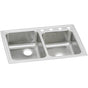 Elkay - 18 Gauge Stainless Steel 33'' x 22'' x 5.5'' Double Bowl Top Mount Kitchen Sink - Lustertone
