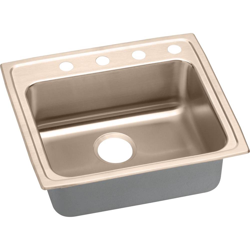 Elkay - 18 Gauge CuVerro antimicrobial copper 25'' x 21.25'' x 6.5'' Single Bowl Drop-in Sink - Lustrous Satin