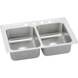 Elkay - 18 Gauge Stainless Steel 29'' x 18'' x 6.5'' Double Bowl Drop-in Kitchen Sink - Lustrous Satin