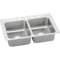Elkay - 18 Gauge Stainless Steel 29'' x 18'' x 6.5'' Double Bowl Top Mount Kitchen Sink - Lustertone