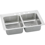 Elkay - 18 Gauge Stainless Steel 29'' x 18'' x 6.5'' Double Bowl Drop-in Kitchen Sink Kit - Lustrous Satin