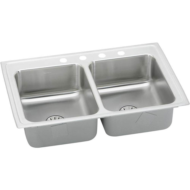 Elkay - 18 Gauge Stainless Steel 29'' x 18'' x 6.5'' Double Bowl Drop-in Kitchen Sink Kit - Lustrous Satin