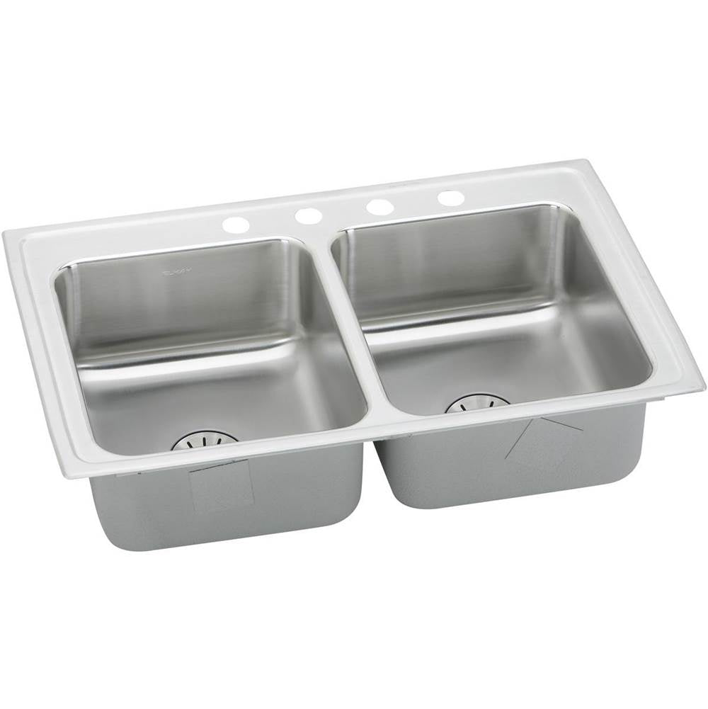 Elkay - 18 Gauge Stainless Steel 29'' x 18'' x 6.5'' Double Bowl Drop-in Kitchen Sink Kit - Lustrous Satin