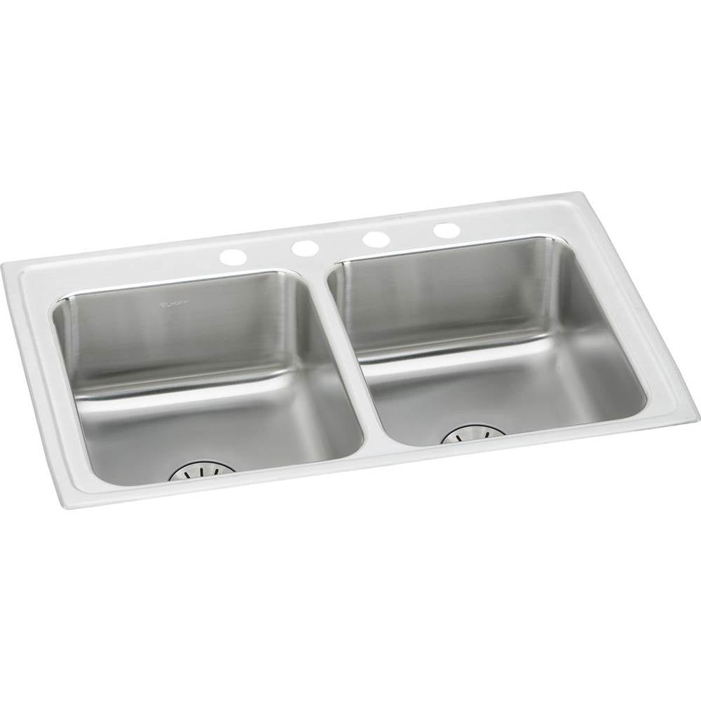 Elkay - 18 Gauge Stainless Steel 29'' x 22'' x 6.5'' Double Bowl Drop-in Kitchen Sink Kit - Lustrous Satin