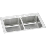 Elkay - 18 Gauge Stainless Steel 29'' x 18'' x 6.5'' Double Bowl Drop-in Kitchen Sink Kit - Lustrous Satin