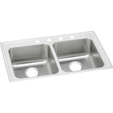 Elkay - 18 Gauge Stainless Steel 29'' x 22'' x 6'' Double Bowl Drop-in Kitchen Sink - Lustrous Satin