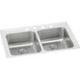Elkay - 18 Gauge Stainless Steel 29'' x 22'' x 6.5'' Double Bowl Drop-in Kitchen Sink Kit - Lustrous Satin