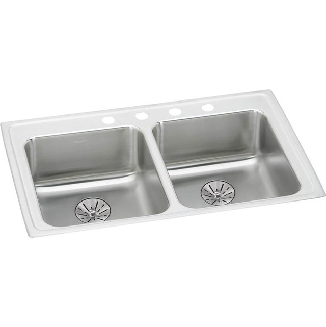 Elkay - 18 Gauge Stainless Steel 29'' x 22'' x 6.5'' Double Bowl Drop-in Kitchen Sink Kit - Lustrous Satin