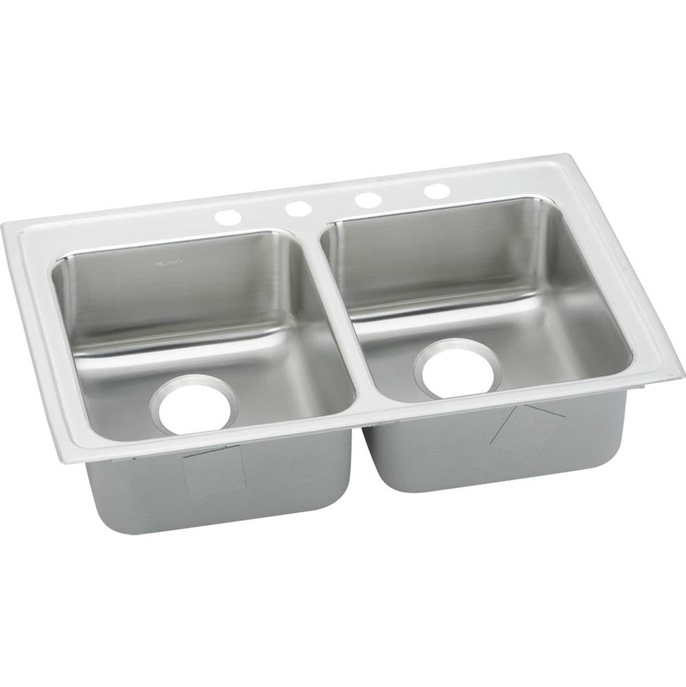 Elkay - 18 Gauge Stainless Steel 33'' x 19.5'' x 5'' Double Bowl Drop-in Kitchen Sink - Lustrous Satin