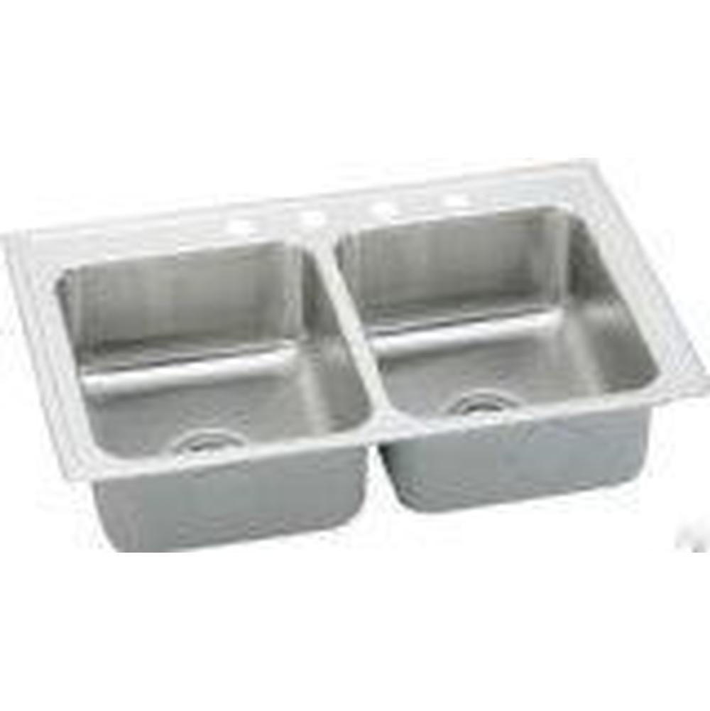 Elkay - 18 Gauge Stainless Steel 33'' x 19.5'' x 6'' Double Bowl Drop-in Kitchen Sink