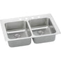 Elkay - 18 Gauge Stainless Steel 33'' x 19.5'' x 6.5'' Double Bowl Drop-in Kitchen Sink Kit - Lustrous Satin