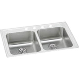 Elkay - 18 Gauge Stainless Steel 33'' x 19.5'' x 6.5'' Double Bowl Drop-in Kitchen Sink Kit - Lustrous Satin