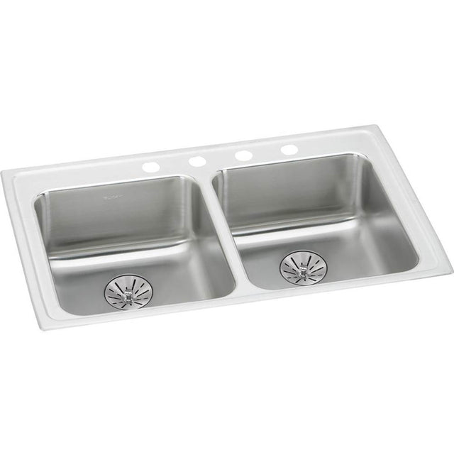 Elkay - 18 Gauge Stainless Steel 33'' x 19.5'' x 6.5'' Double Bowl Drop-in Kitchen Sink Kit - Lustrous Satin