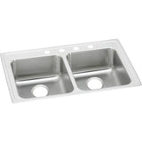 Elkay - 18 Gauge Stainless Steel 33'' x 21.25'' x 4'' Double Bowl Top Mount Kitchen Sink - Lustertone