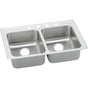 Elkay - 18 Gauge Stainless Steel 33'' x 21.25'' x 6'' Double Bowl Drop-in Kitchen Sink - Lustrous Satin