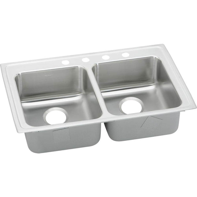 Elkay - 18 Gauge Stainless Steel 33'' x 21.25'' x 6.5'' Double Bowl Drop-in Kitchen Sink - Lustrous Satin