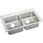 Elkay - 18 Gauge Stainless Steel 33'' x 22'' x 6.5'' Double Bowl Drop-in Kitchen Sink - Lustrous Satin